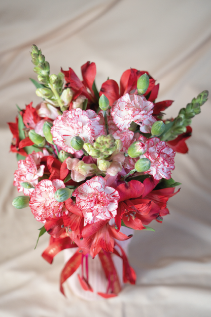 Vaso Rosa com Flores